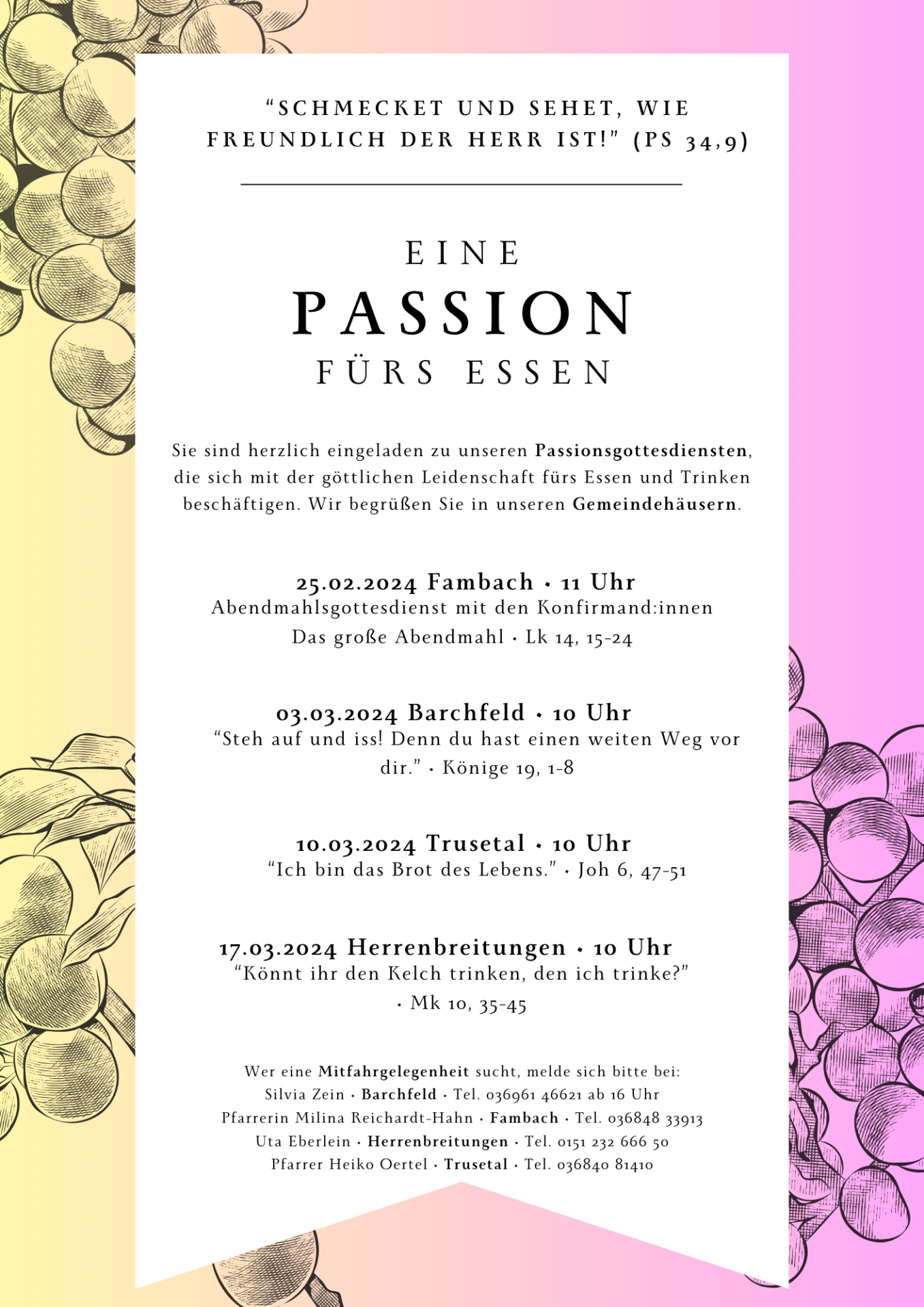 Passionsgottesdienste in Fambach, Trusetal, Barchfeld und Herrenbreitungen
