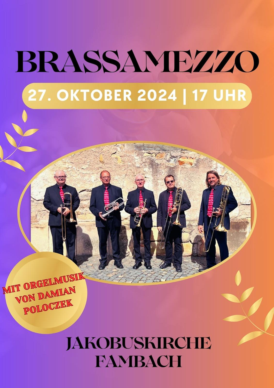 Konzert von Brassamezzo am 27.10.24 in der Jakobuskirche Fambach