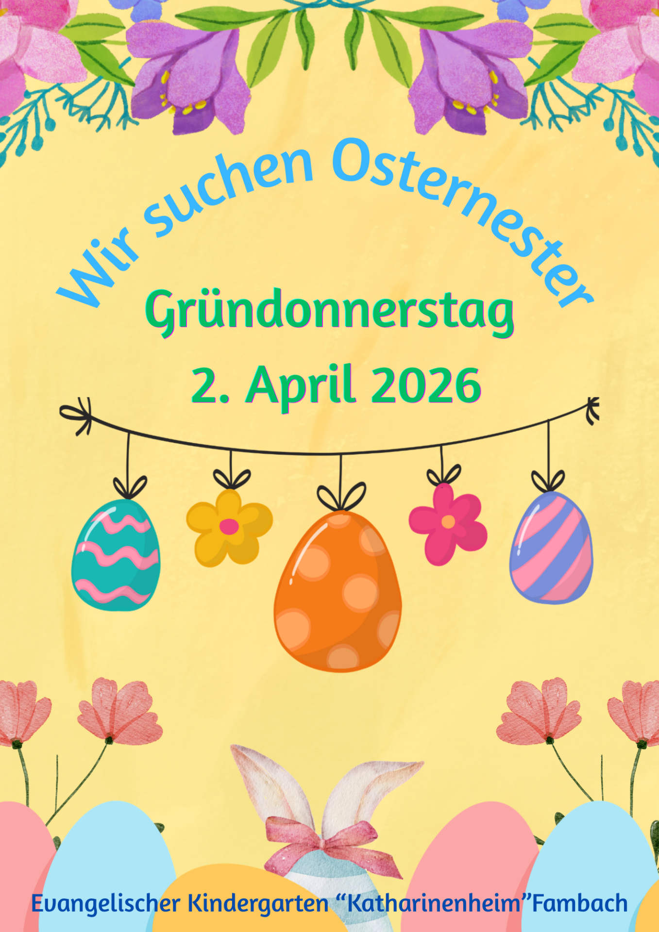 Osternester suchen im Kindergarten Katharinenheim Fambach